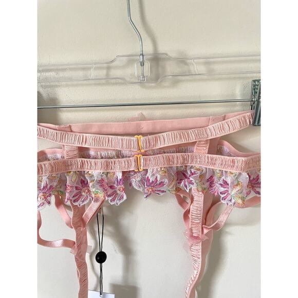 For Love & Lemons Floral Lace Garter Belt Pink Size Small NEW - Picture 7 of 11